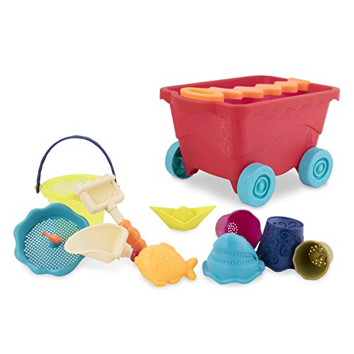 415fJP7mUHL - B. toys &ndash; Wavy-Wagon &ndash; Travel Beach Buggy (Red) with 11 Funky Sand Toys &ndash; Phthalates and BPA Free &ndash; 18 m+