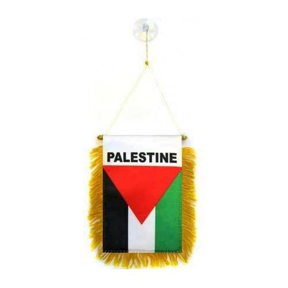 AZ FLAG - Palestine Mini Banner - 6'' x 4'' - 100% Polyester Palestinian Small Pennant for Car - Double-sided Flag with Suction Cup Hanger — image 1