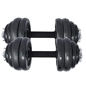 ALEKO Cast Iron Adjustable Dumbbell Set for Home Gym – 66 lbs (30 kg) – Black