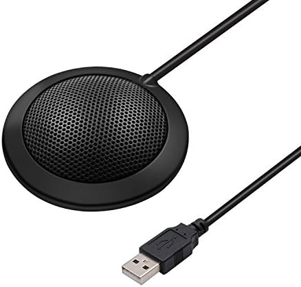 Conference Microphone, LEFON Omnidirectional Condenser Boundary Microphone, Table Top Mic Mini Stereo Desktop Meeting Computer PC Microphone for Skype and Other VoIP Calls (USB Conference Microphone)