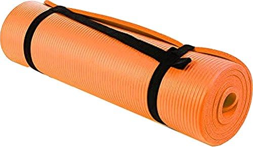 10mm Extra Thick High Density Anti-Tear Exercise Yoga Mat with Carrying Strap (Orange)
