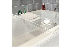 Luxury Acrylic Bathtub Tray Caddy with Anti-Slip Wine Glass & Book Holder - Elegant Nizer Shelf for Relaxing Home Bathrooms S