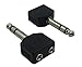 CERRXIAN 6.35mm 3 Pole Stereo Male Plug to Dual 3.5mm Female Jack Audio Y Splitter Microphone Adapter Headphone Sound Connector Converter (2-Pack)