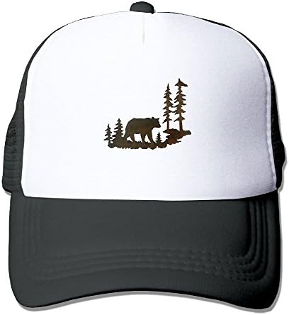ZALOA Black Bear Metal,Adjustable Printing Summer Snapback Unisex Adult Baseball Caps Mesh Hats Black