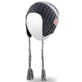 Qshell Trendy Wireless Bluetooth Beanie Hat Braid Headphones Headsets Speaker Microphone for Womens Mens Lifestyle Outdoor Sports Skiing Snowboard Hiking Walking Running Jogging, Gray
