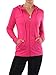Sofra Women's Thin Cotton Zip Up Hoodie Jacket (L, Fuchsia)