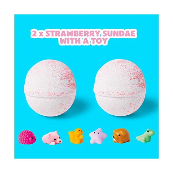 abeec Bath Bomb Surprises x 3 - Kids Bath Bombs with Toy Inside - Bath Bomb Set with 2 Strawberry and 1 Grape Bombs…
