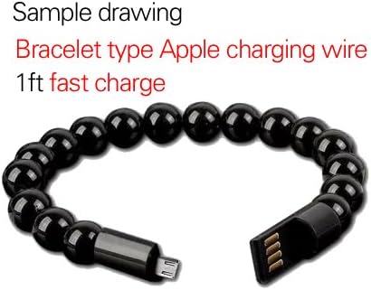 LISIMKE Black Bracelet type Apple Lightning Cable 0.33 ft [MFi Certified] for iPhone 5 6 7 8,7 Plus,6s,6,6 Plus,5 iPod iPad,High Speed Data Sync and Charge Cable