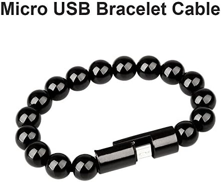 Bracelet Micro USB Cable, Bead Micro USB to USB Charging & Data Cord for Android Devices,Multi Color Available(Black)