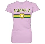 Jamaica Distressed Flag Banner -Jamaican Crest Shield Juniors T-Shirt