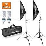 FOSITAN 20"x28" Softbox Photography Lighting Kit with 2m Adjustable Stand 800W Continuous Lighting System Photo Studio Equipment for Model Portraits with 2pcs 85W Bulbs
