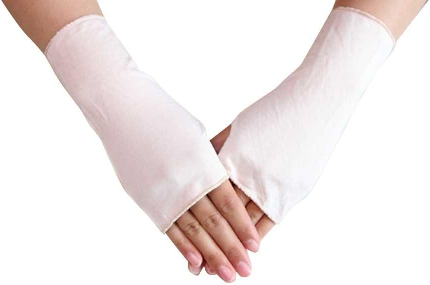 Women Solid Color Sun Block Fingerless Wrist Length Driving Gloves