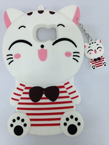 Cute 3D Cartoon Lovely Animal Design Soft Silicone Back Case Cover for Samsung (Galaxy S7 Edge stripes lucky cat white)