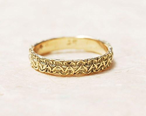 14k Yellow Gold Eternity Macrame Knot Design Band Wedding Anniversary All Sizes Ring + Summer Free Gift Earrings