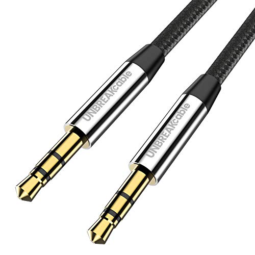 UNBREAKcable AUX Cable 3.5mm Audio Cable - 3.3ft/1m [Double Nylon Braided] Audio Cable Auxiliary Cable, Compatible with Car/Home Stereos, Apple iPhone iPad, Mp3, Mp4, Headphone & More