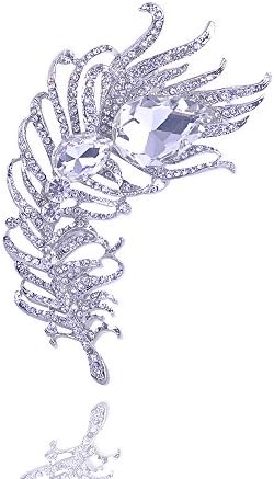 Yilanair Feather Crystal Seahorse Brooch Pin for Dress Wedding