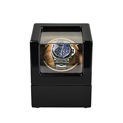 Driklux Automatic Single Watch Winder for Rolex with Quiet Motor,Premium Solid Wood Exterior and Soft Flexible Watch Pillows of Brown Leather