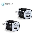 Mobile Zone Info Apple USB Wall Charger, High Quality 1 Amp USB Power Adapter with Easy Grip for Apple iPhone, Samsung, Nokia, LG, HTC, Black - 2 Piece