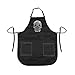 Betty Dain Sugar Skull Apron, Classic Design, Bottom Zipper Pockets, Adjustable Neck Strap, Printed Metallic Silver Sugar, Lightweight, Water-Resistant Poly Nylon Blend Repels Hair, Black/Silver