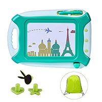 Vivitoy Magnetic Drawing Board Colorful Drawing Tablet for Kids Erasable Sketching Pad for Toddlers Magna Drawing Pad Toy for Boy Girl Writing Learning with Travel Size 3 Stamps (Green)