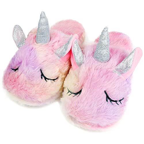 Mua Kids Unicorn Slippers with Rubber Soles for Boys Girls Home Plush