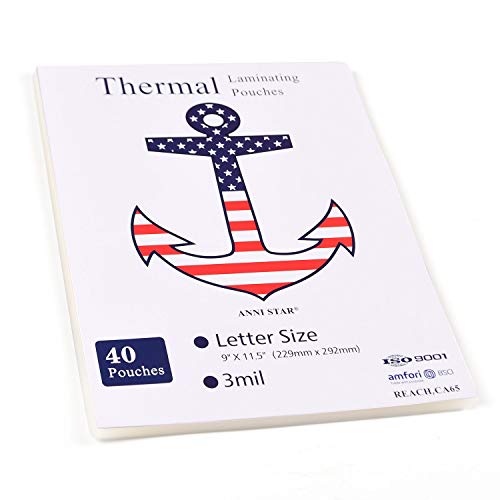 Laminating Pouches 8.5 X 11 inches, Clear Thermal Laminating Sheets, 3 Mil Thick, 40 Pack