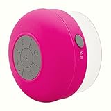 NeeGo Portable Waterproof Shower Speaker Bluetooth 3.0 with Built-In Mic Powerful for Pool Boat Beach Hiking Camping Pink