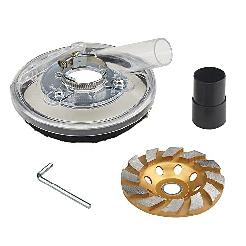 BGTXINGI Dust Shroud Kit Dry Grinding Dust Cover 100-150MM Adjustable Angle Grinder with 4 Inch Concrete Diamond Grinding Cup Wheel