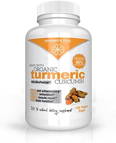 Quality Organic Turmeric Curcumin containing High Potency 95% Standardized Curcuminoids and Bioperine® Black Pepper Extract (120)