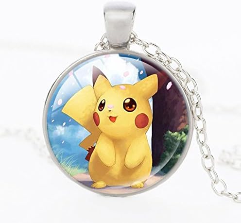 JewelryX - Silver Plated Pokemon Go Ball Pokeball Cabochon Glass Charm Pendant Chain Necklace Fashion Women Men #9