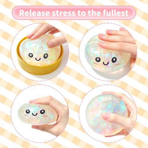 2026 New Glitter Dumpling Squishy Box, Stress Relief, Soft Squeeze Decompression Dough, Glitter Dumpling Squishy for Stress Relief