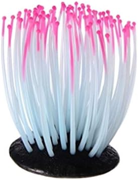 xianhuzhenzhen Superb Silicone Sea Anemone Plant Artificial Coral Glowing Aquarium Fish Tank Decor for Home Decoration(None red)