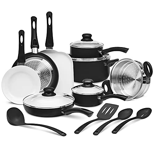Ivation Ceramic Cookware 16Piece Nonstick Cookware Set with