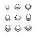 Aoyoho 21Pcs Fake Septum Clicker Nose Ring Rhinestone Non Piercing Hanger Clip Body Jewelry (Silver)