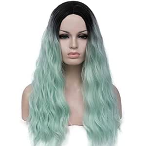 Amazon.com : Daicyneo Green Wigs for Women ombre Long Wavy ...