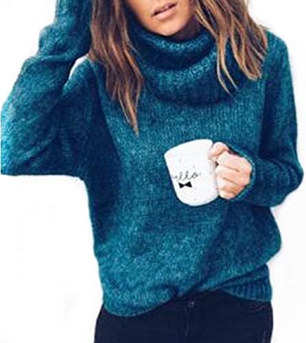 Ylansea Women's Casual Sweater Turtleneck Solid Color Long Sleeve Pullover Knit Sweater