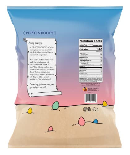 PIRATE’S BOOTY AGED WHITE CHEDDAR CHEESE PUFFS, GLUTEN-FREE, KIDS SNACKS, EASTER SNACK, 1OZ (6CT)