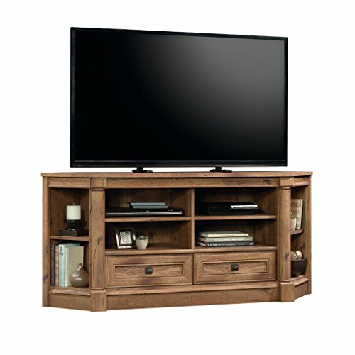 Sauder Palladia Corner Entertainment Credenza, For TVs up to 60", Vintage Oak Finish - Image 3