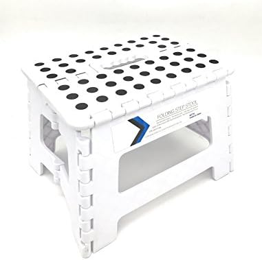 Folding Step Stool 9 Inches Height by Myth with Anti-Slip Surface Great for Kitchen, Bathroom, Bedroom, Kids or Adults Super Strong Holds Up to 300 LBS (white)