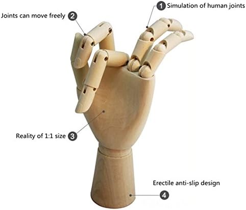 AlphaMY Professional Wood Artist Manikins Art &amp; Craft Supplies Mannequin 12 inch Male Hand realistic Wooden Human Hand Figure Model 12" with Wooden Flexible Fingers for Drawing Sketch Sewing