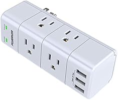 Surge Protector Wall Mount , Outlet Splitter with Rotating Plug, POWERIVER Power Strip with 6 Outlet Extender (3 Side)...