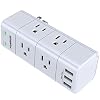 Surge Protector Wall Mount , Outlet Splitter with Rotating Plug, POWERIVER Power Strip with 6 Outlet Extender (3 Side…