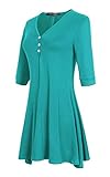 Urban CoCo Women's Half Sleeve Casual Loose Tunic Tops Basic T Shirts (L, Tile Blue)