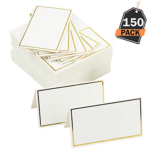 Scale Rank 150 Piece Place Cards Set, Name Placement Cards, Table Placeholder, Pre-Folded Tent Cards, Perfect for Weddings, Parties and Events, Platter Labeling, Product Labels