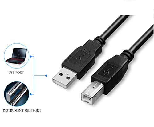 USB to MIDI Cable USB 2.0 Cable 4.9feet A-Male to B-Male High Speed Cord for Midi Keyboard,Audio Interface, USB Microphone,Musical Instruments Printers to PC Type A to Type B 1.5M