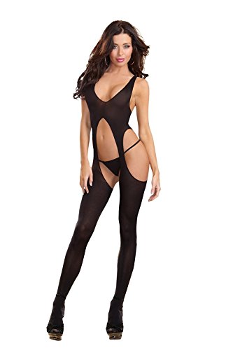 Dreamgirl Women s Sheer Suspender Tank Body Stocking, Black, One Size