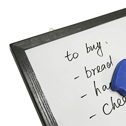 Whiteboard Set - Wooden Frame (Solid Wood) Dry Erase White Board 24 x 18" + 1 Dry Eraser, 4 Markers and 4 Magnets - Small Wall Hanging Message Magnetic Board for Home, Office, Cubicle and Desk