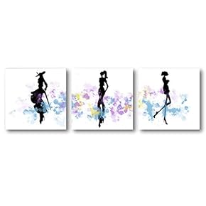 Canvas Wall Art Abstract Elegant People Painting Artwork for Home Prints Framed - 12"x12"x3 Panels