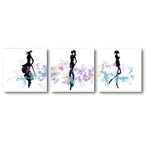 Abstract Elegant People Painting Artwork for Home Framed x3 Panels