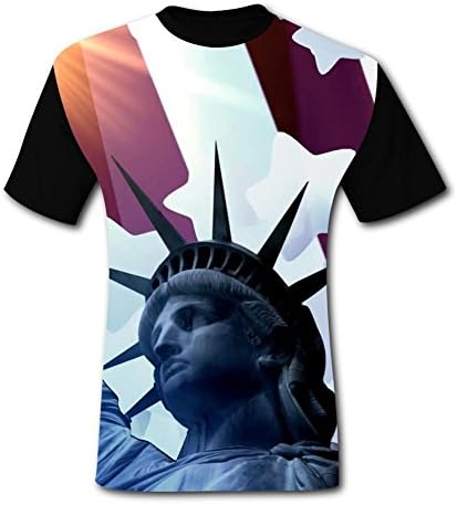 The Statue of Liberty Stars Men's Summer Short Sleeve Crew Neck Casual T-Shirt